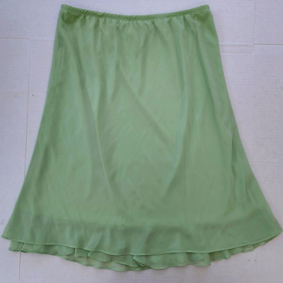 Mint Green 2 Piece Pleated Ruffle Chiffon Jewel Pin Top & Midi Skirt Set - Picture 13 of 16